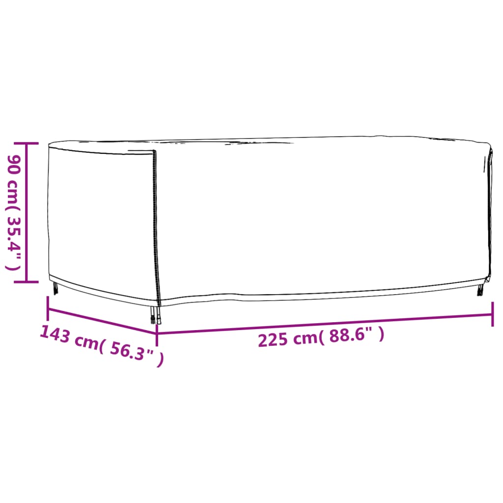 vidaXL fekete 420D vízálló kerti bútorhuzat 225 x 143 x 90 cm