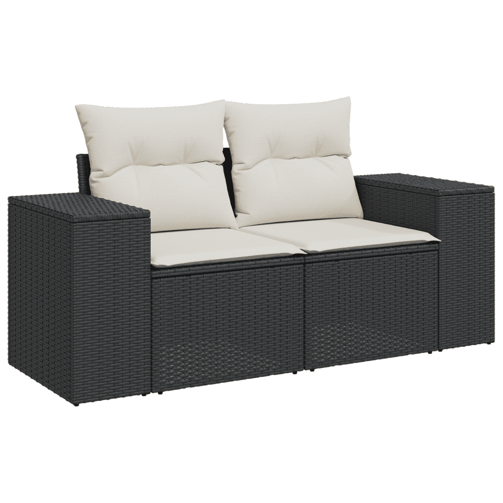 vidaXL 11 részes fekete polyrattan kerti ülőgarnitúra párnákkal