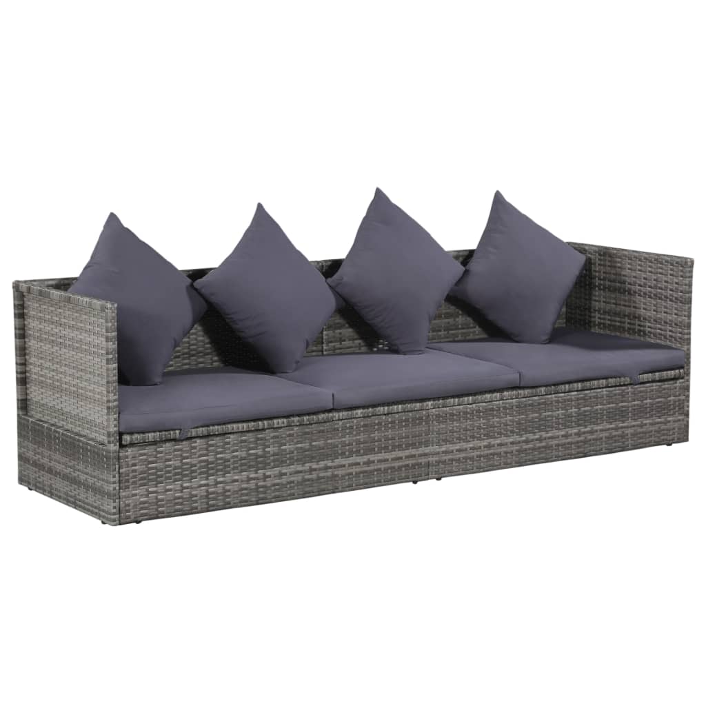 vidaXL szürke polyrattan kerti ágy 200 x 60 cm